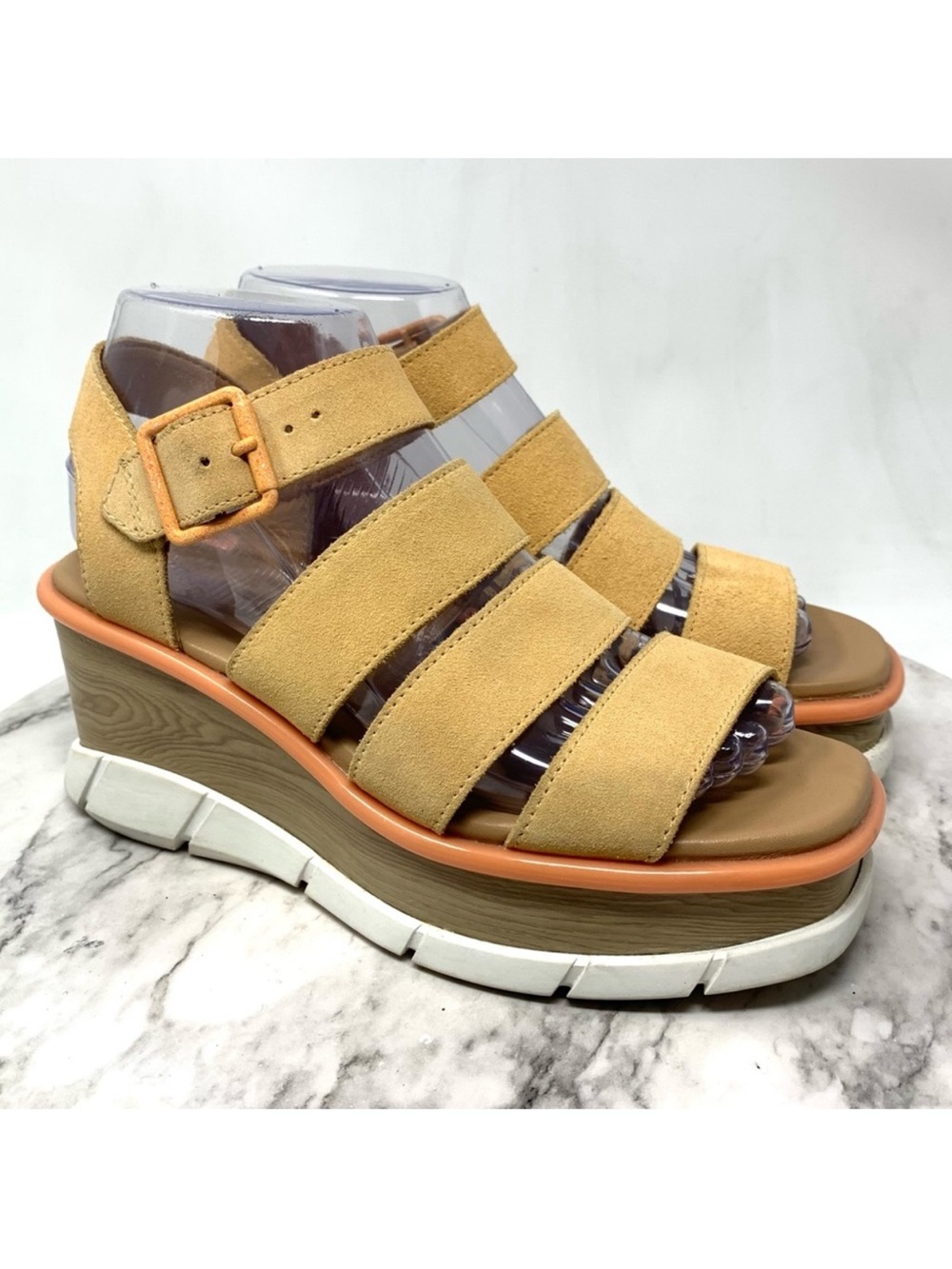 Sorel Joanie III Multi Strap Suede Platform Wedge Sandals 7 Sporty Chic Edgy